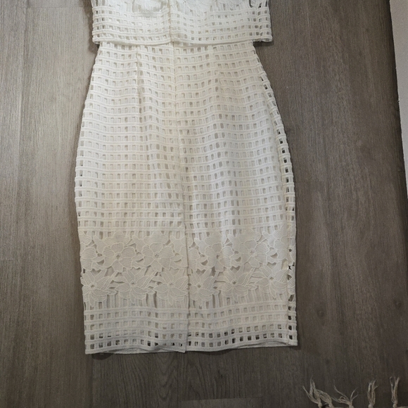 Guess White Sheer Floral Lattice Overlay Dress, SIZE 2 - Picture 5 of 15
